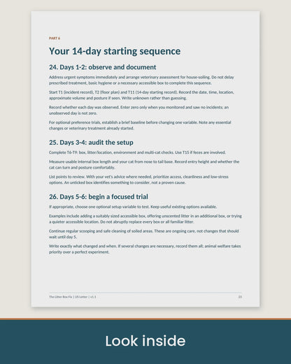 Walkthrough of pages inside The Litter Box Fix digital guide and included worksheets.