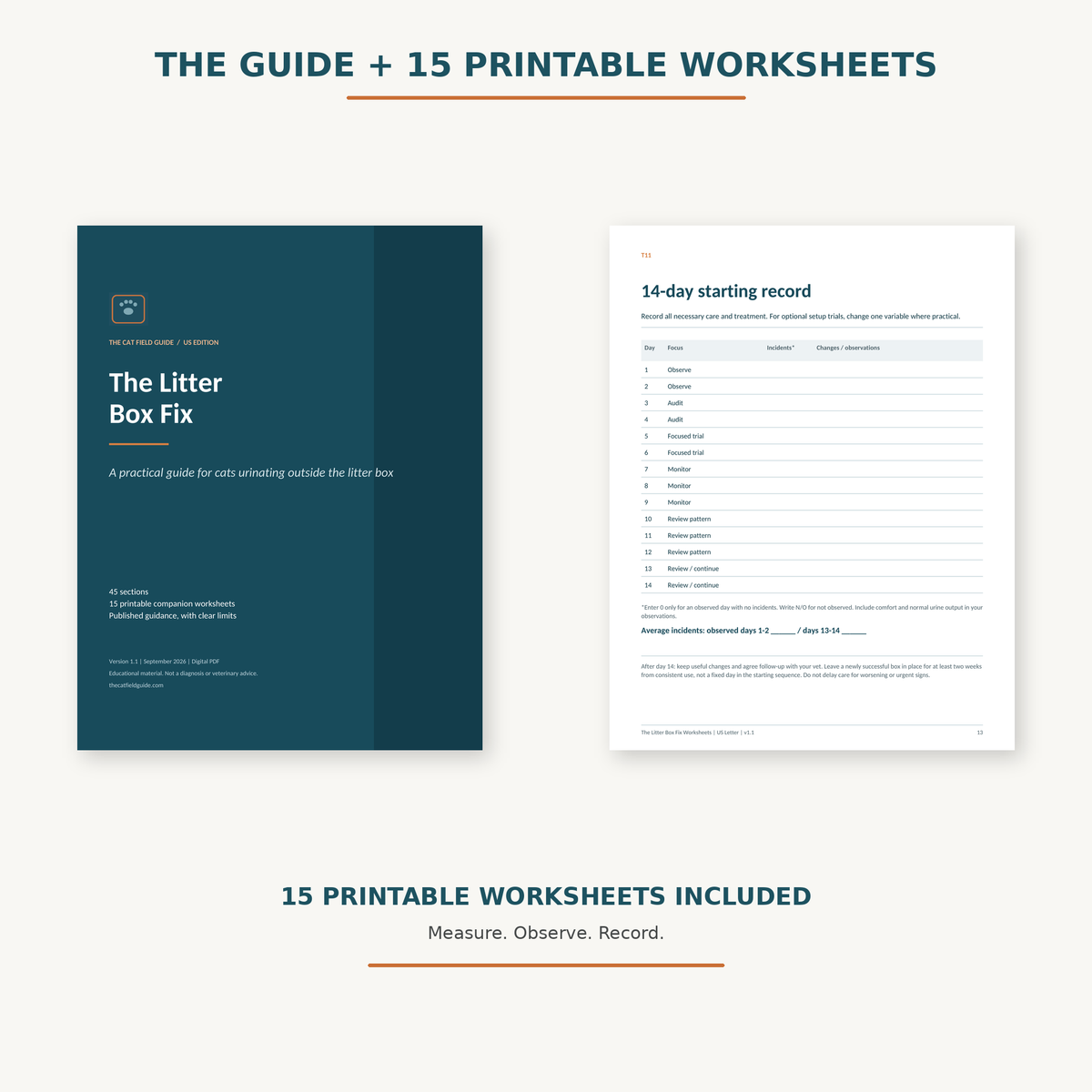 The Litter Box Fix guide with 15 printable companion worksheets